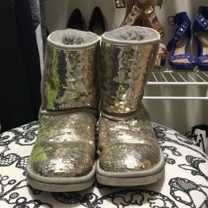Silver sequin UGG boots